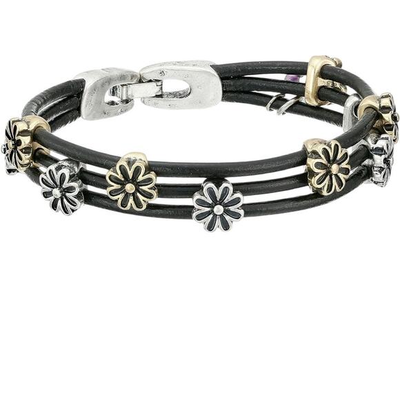 Lucky Brand Bracelet two tone Floral Flower Casual Boho Jewelry Bohemian NWT - Picture 1 of 14